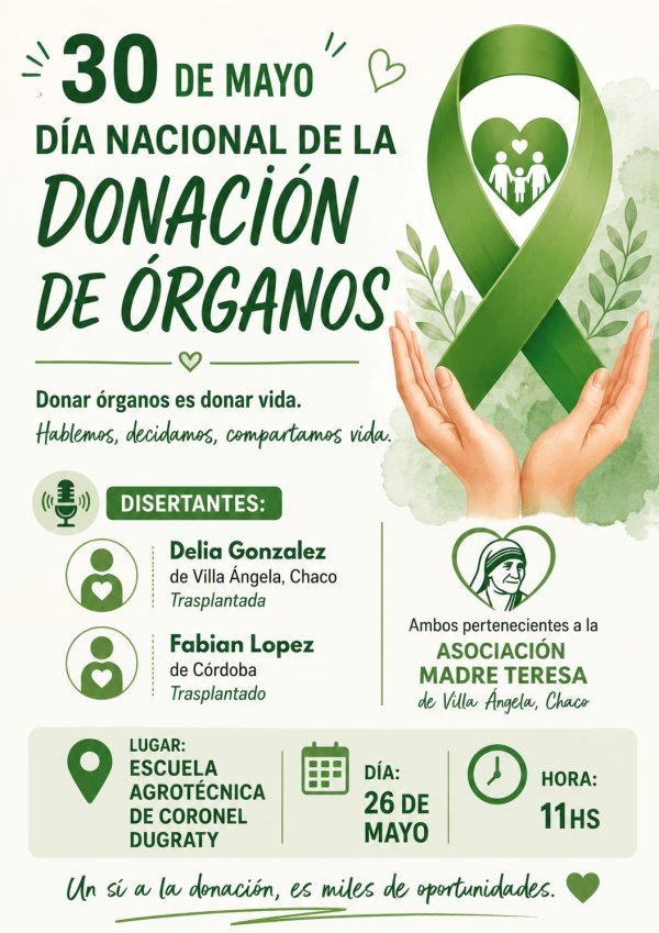REALIZARON UNA CHARLA DE CONCIENTIZACI&Oacute;N SOBRE DONACI&Oacute;N DE &Oacute;RGANOS EN CORONEL DU GRATY
