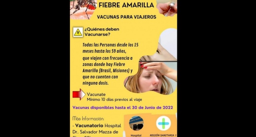 Villa &Aacute;ngela: KARINA RAMIREZ JEFA DE ZONA SANITARIA | VACUNACI&Oacute;N PARA VIAJEROS CONTRA FIEBRE AMARILLA | &ldquo;se pueden vacunar todas las personas y es &uacute;nica dosis&rdquo;