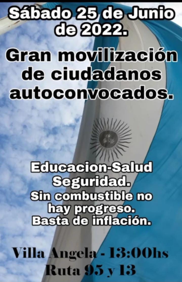 Villa &Aacute;ngela: COMERCIANTES Y PRODUCTORES LOCALES SE SUMARAN A LA MOVILIZACI&Oacute;N EN S&Aacute;ENZ PE&Ntilde;A EN PROTESTA POR EL PRECIO Y LA FALTA DE GASOIL Y PRESION TRIBUTARIA