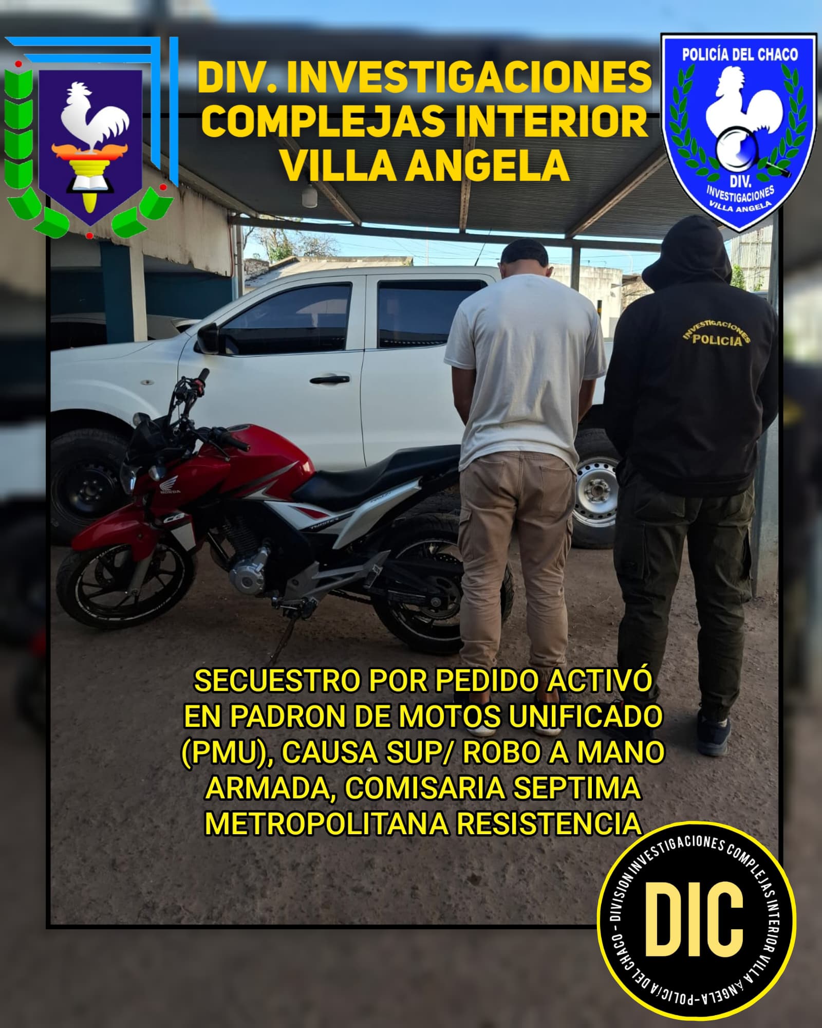 CAE EN VILLA ANGELA CON MOTO ROBADA EN ASALTO A MANO ARMADA EN RESISTENCIA