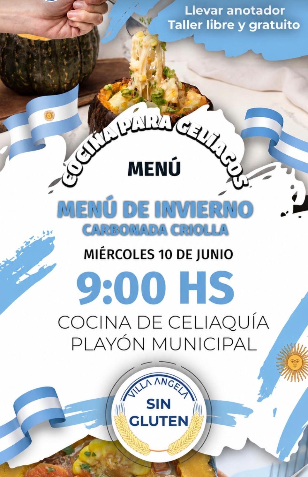 VILLA &Aacute;NGELA: REALIZAR&Aacute;N UN TALLER GRATUITO DE COCINA PARA CEL&Iacute;ACOS CON UNA PROPUESTA INVERNAL SIN TACC