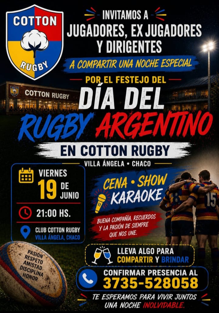 COTTON RUGBY CLUB CELEBRA EL D&Iacute;A DEL RUGBY ARGENTINO CON UNA NOCHE DE REENCUENTRO Y CAMARADER&Iacute;A