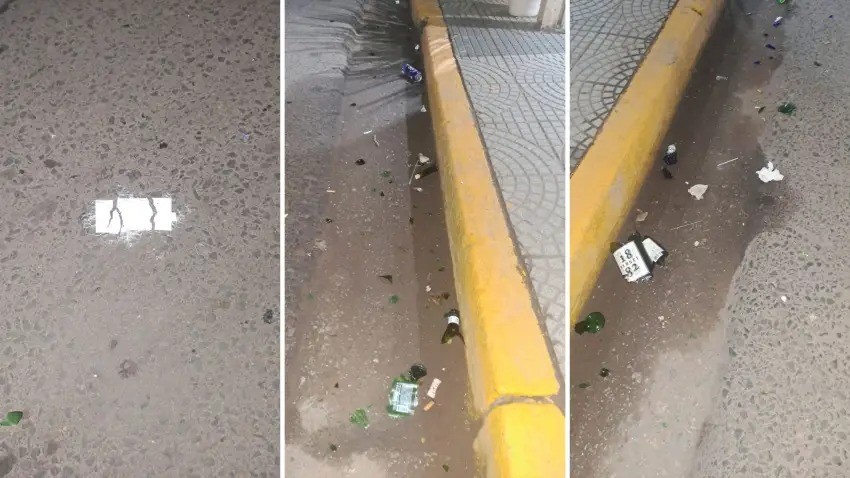 Un grupo de personas arroj&oacute; botellas de vidrio contra la Polic&iacute;a durante los "festejos" por la victoria de Argentina
