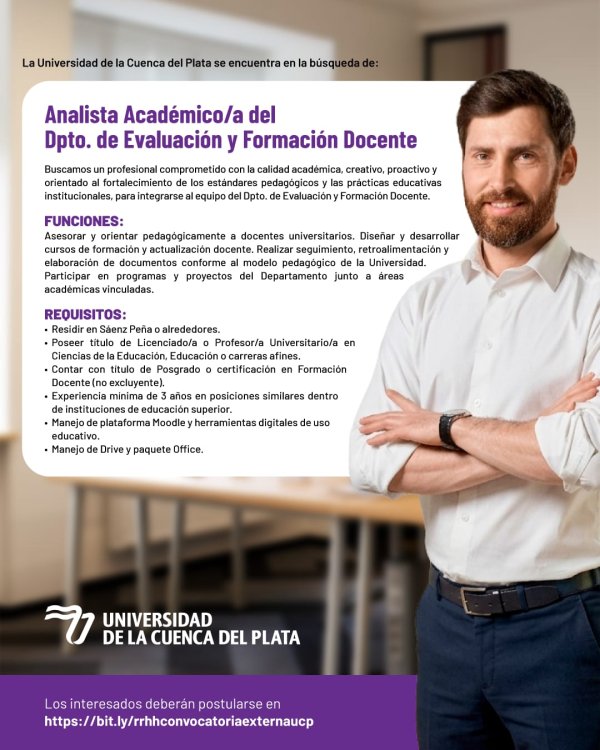 LA UCP ABRI&Oacute; UNA CONVOCATORIA PARA INCORPORAR UN ANALISTA ACAD&Eacute;MICO EN S&Aacute;ENZ PE&Ntilde;A