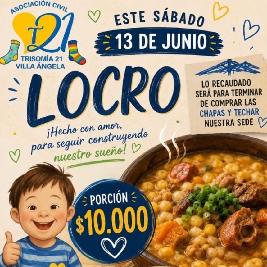 TRISOM&Iacute;A 21 ORGANIZA UN LOCRO SOLIDARIO PARA AVANZAR CON LA CONSTRUCCI&Oacute;N DE SU SEDE