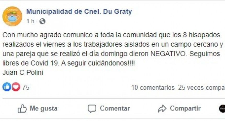 CORONEL DU GRATY, LIBRE DE CORONAVIRUS