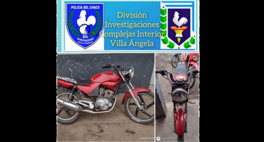 Villa &Aacute;ngela: LA DIVISI&Oacute;N DE INVESTIGACIONS LOGRA EL SECUSTRO DE UNA MOTOCICLETA