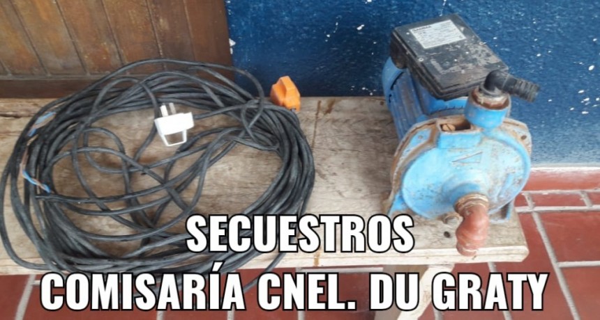Coronel Du Graty: EL PERSONAL POLICIAL LOGRA EL RECUPERO DE ELEMENTOS ROBADOS Y DETIENE A UNA PERSONA POR EL HECHO.