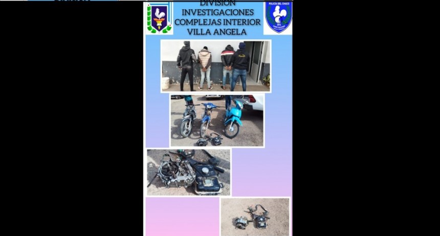 Villa &Aacute;ngela: RECUPERAN 3 MOTOS ROBADAS Y DETIENEN A "GALLITO" Y "CONEJO" POR LOS HECHOS