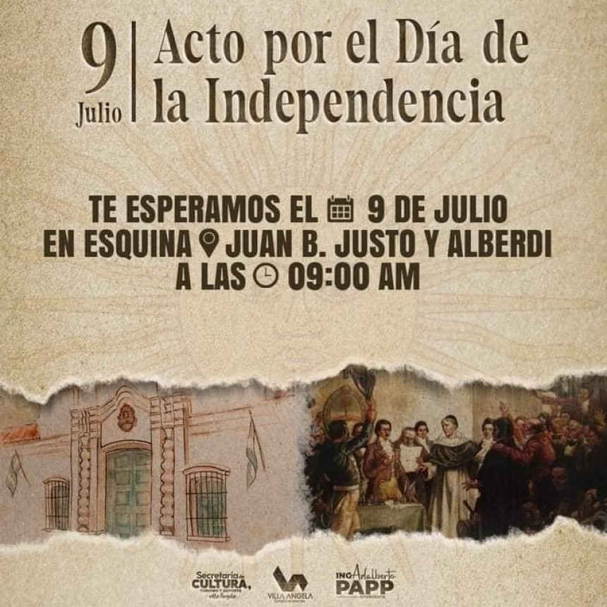 Villa &Aacute;ngela: EL MUNICIPIO INVITA AL ACTO DEL 09 DE JULIO