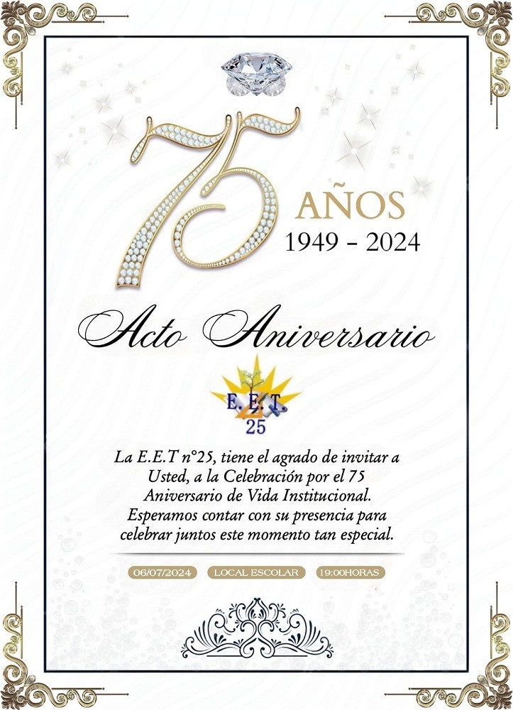 Villa Ángela: 75º ANIVERSARIO DE LA E.E.T. Nº25  | Guillermo Havran invitó a las actividades de celebración  que se realizaran este viernes y sábado  