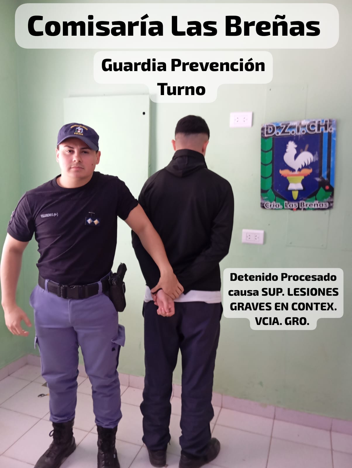 LAS BREÑAS: UN JOVEN FUE DETENIDO POR SUPUESTAS LESIONES GRAVES EN CONTEXTO DE VIOLENCIA DE GÉNERO