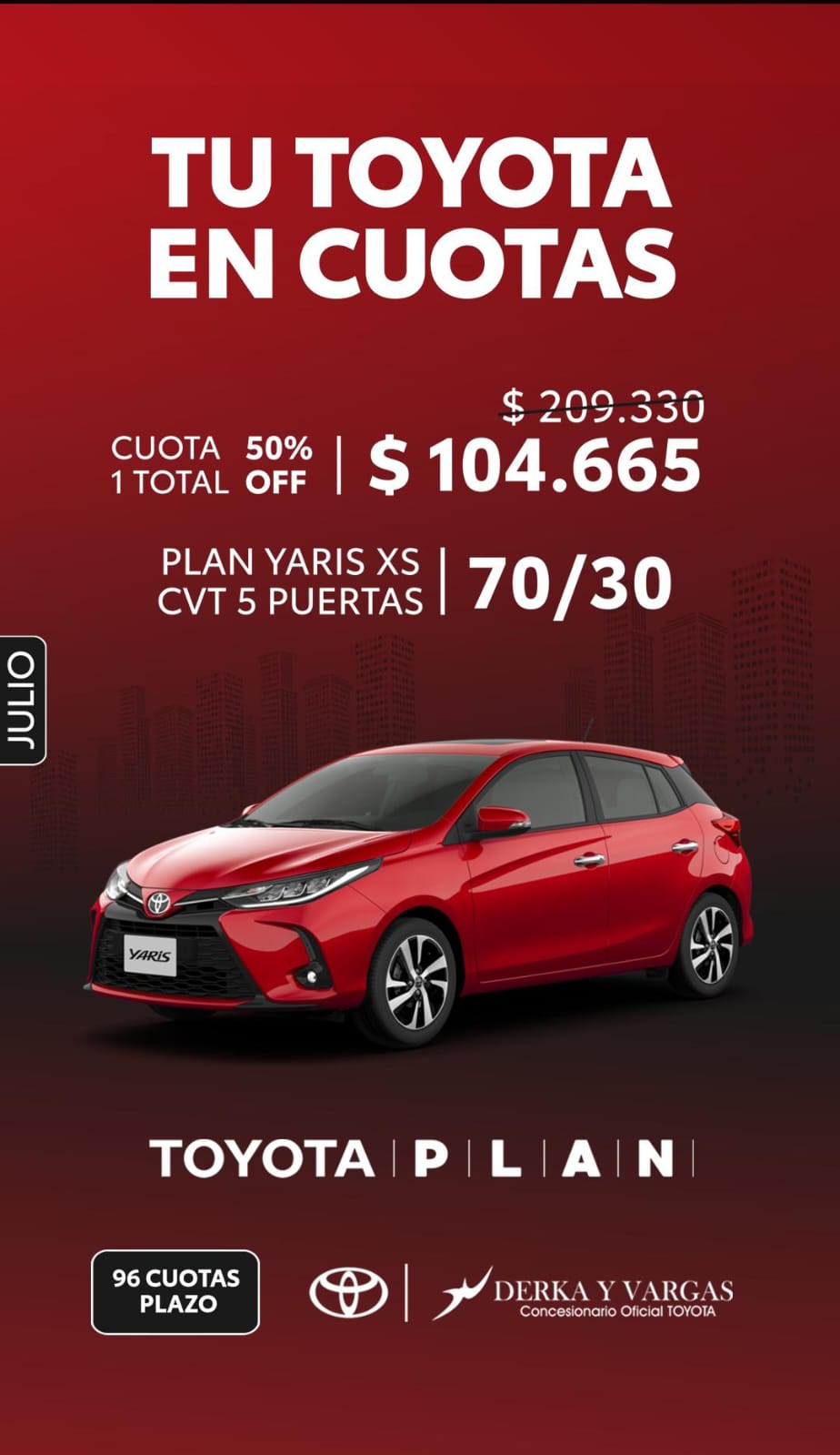 VILLA ÁNGELA: TOYOTA OFRECE UN PLAN EN CUOTAS IMPERDIBLE