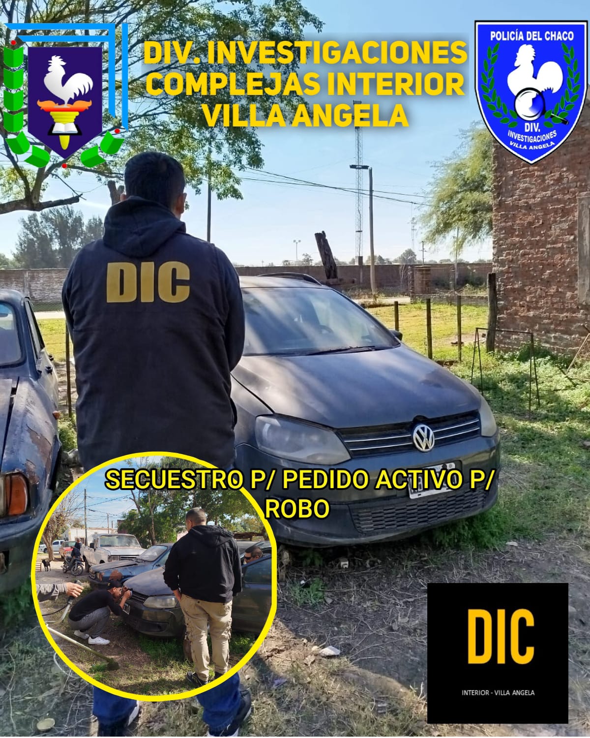 DETECTAN EN VILLA ÁNGELA UN AUTOMÓVIL CON PEDIDO DE SECUESTRO ACTIVO Y DOMINIO ADULTERADO