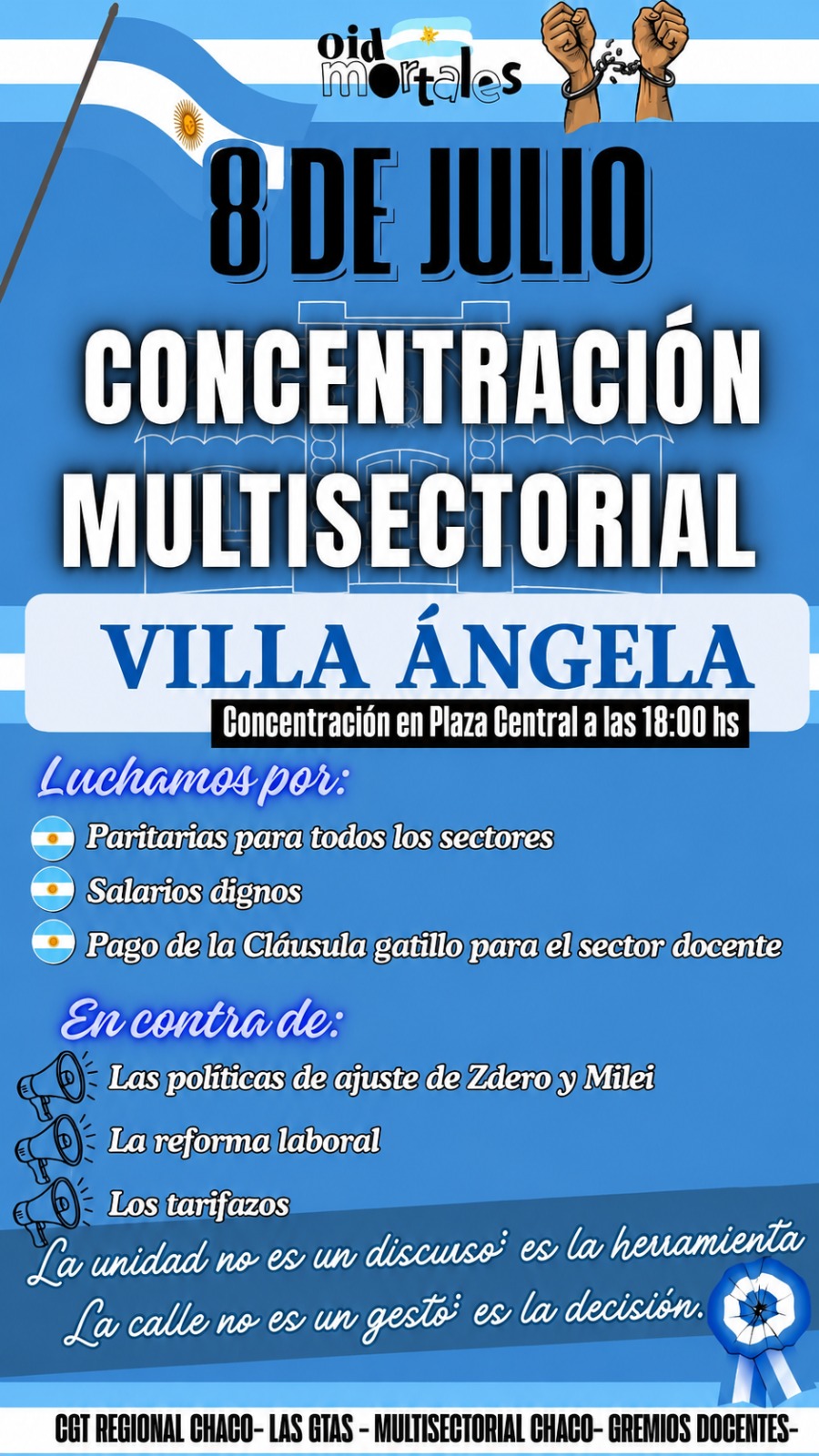 FEDERACI&Oacute;N SITECH CONVOCA A UNA CONCENTRACI&Oacute;N MULTISECTORIAL EN VILLA &Aacute;NGELA PARA RECLAMAR MEJORAS SALARIALES Y LA RESTITUCI&Oacute;N DE LA CL&Aacute;USULA GATILLO