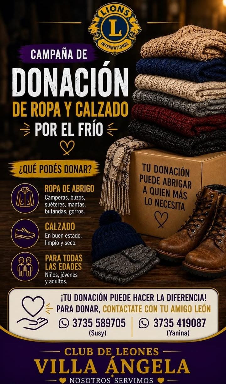 EL CLUB DE LEONES LANZ&Oacute; UNA CAMPA&Ntilde;A SOLIDARIA DE DONACI&Oacute;N DE ROPA Y CALZADO PARA ENFRENTAR EL INVIERNO
