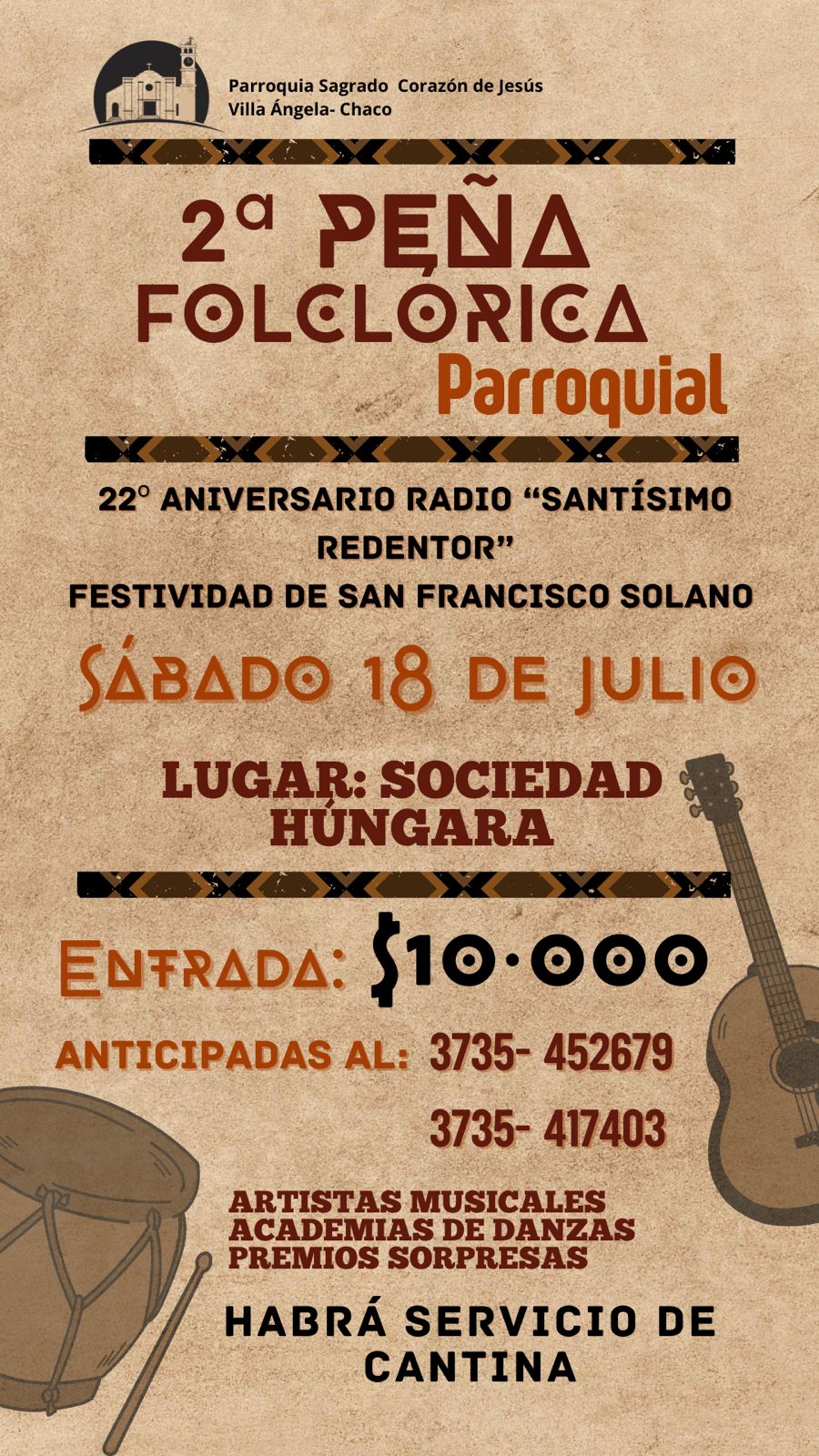 LA PARROQUIA SAGRADO CORAZ&Oacute;N DE JES&Uacute;S INVITA A LA 2&ordf; PE&Ntilde;A FOLCL&Oacute;RICA PARROQUIAL PARA CELEBRAR LOS 22 A&Ntilde;OS DE LA RADIO "SANT&Iacute;SIMO REDENTOR"