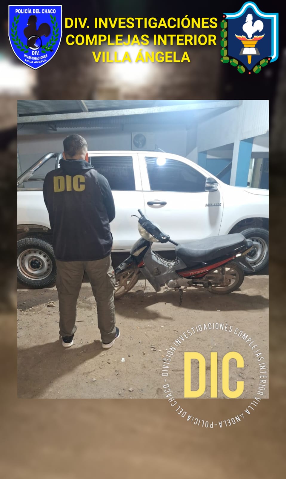 INVESTIGACIONES RECUPER&Oacute; UNA MOTOCICLETA SUSTRA&Iacute;DA EN VILLA &Aacute;NGELA