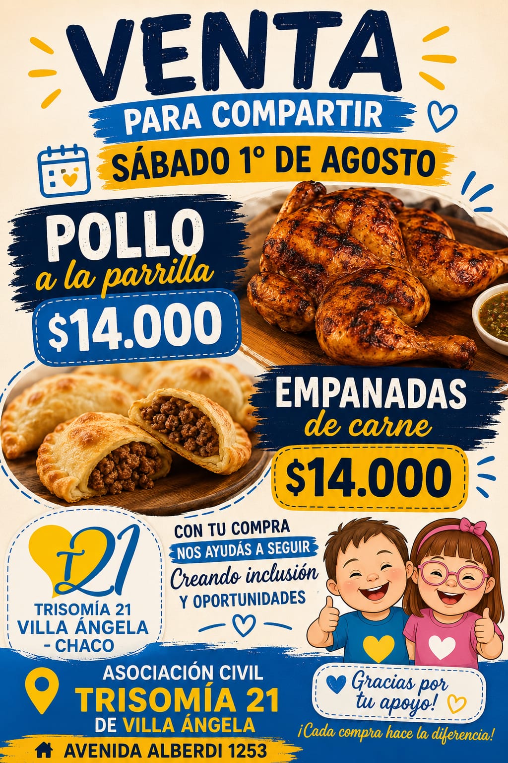 TRISOM&Iacute;A 21 REALIZAR&Aacute; UNA VENTA DE POLLOS Y EMPANADAS PARA CONTINUAR LAS OBRAS DE SU SEDE