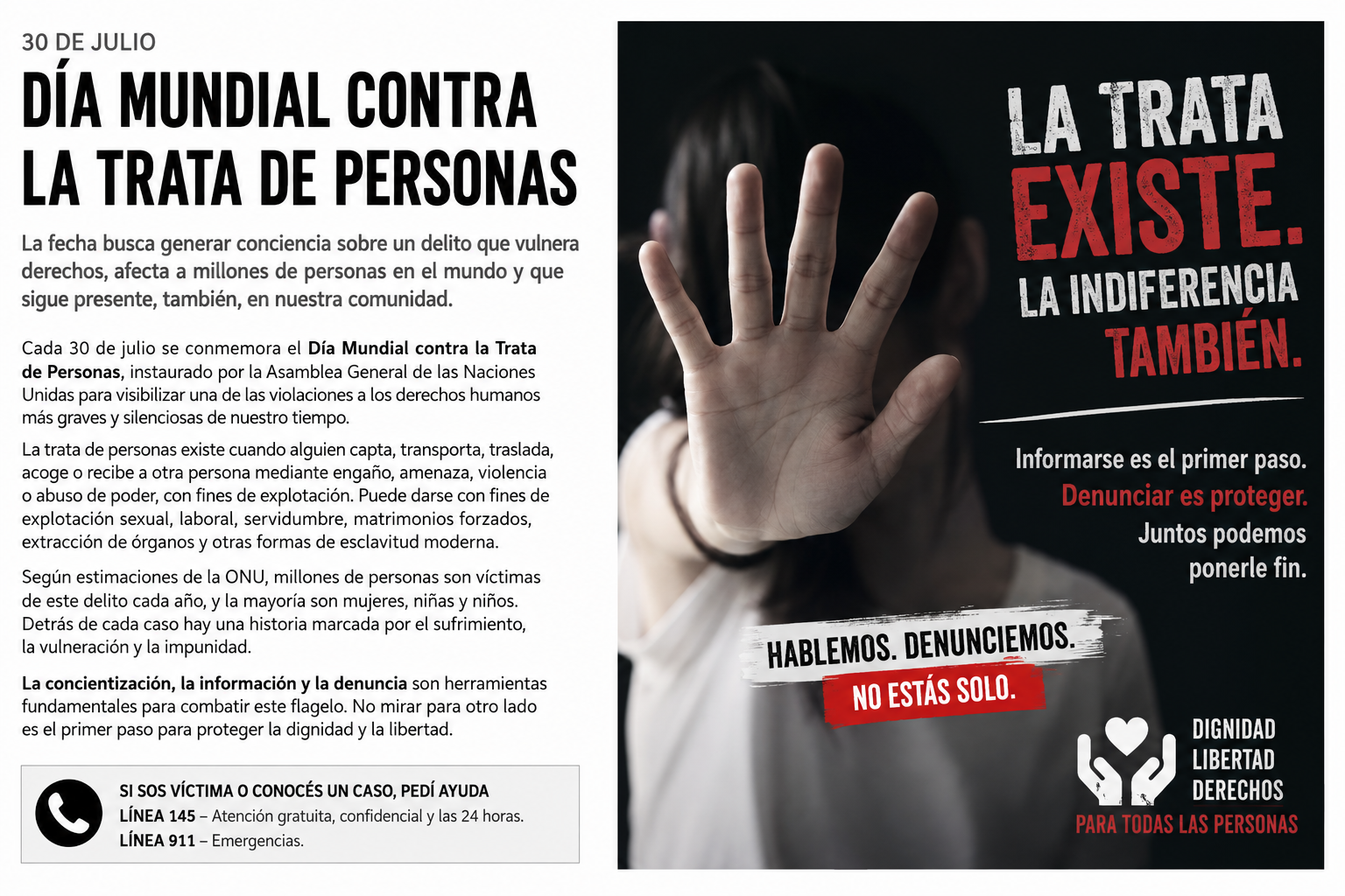 D&Iacute;A MUNDIAL CONTRA LA TRATA DE PERSONAS: UNA LUCHA QUE EXIGE COMPROMISO Y CONCIENCIA