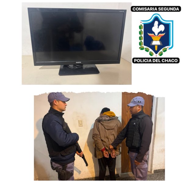 RECUPERAN UN TELEVISOR ROBADO Y DETIENEN AL PRESUNTO AUTOR EN VILLA &Aacute;NGELA