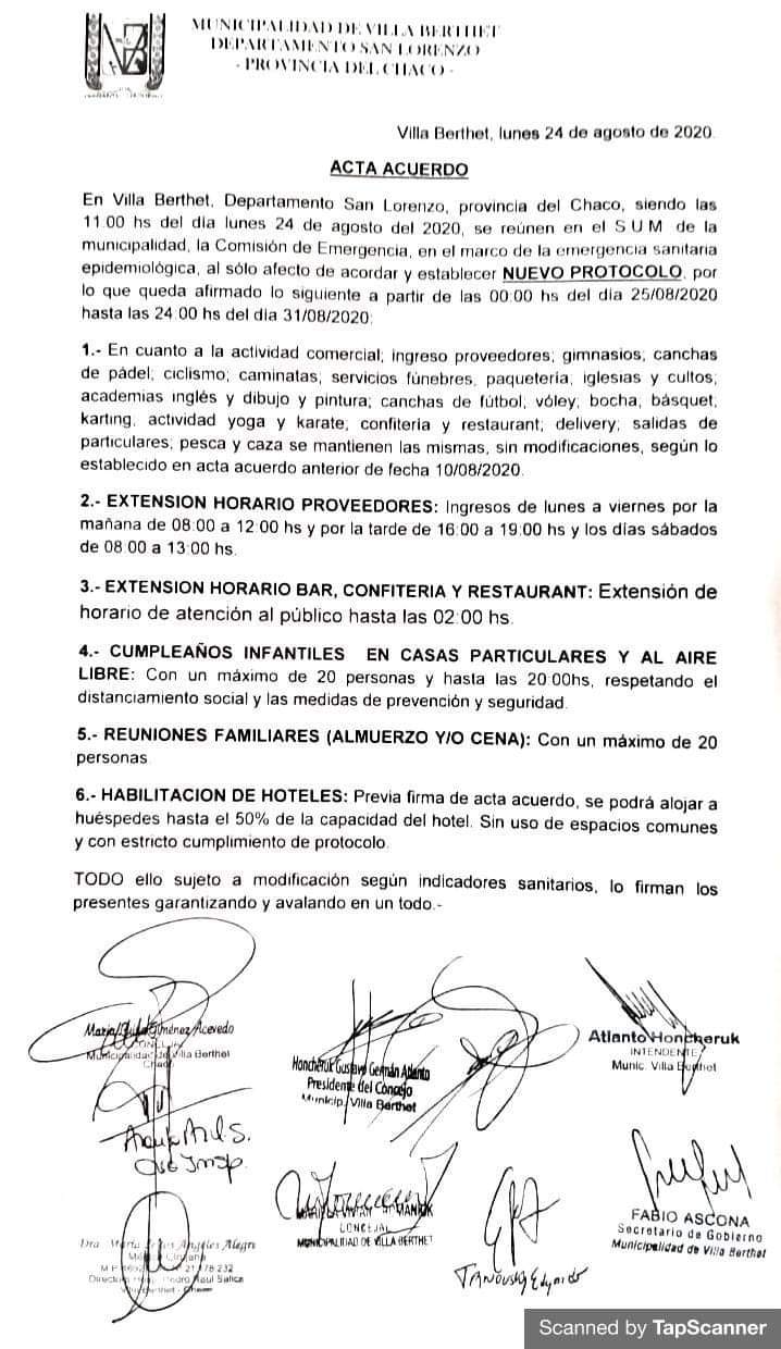 Villa Berthet: A PARTIR DE LAS 00 HS DE MA&Ntilde;ANA RIGE EL NUEVO PROTOCOLO | &iquest;QUE ACTIVIDADES SE HABILITAN?