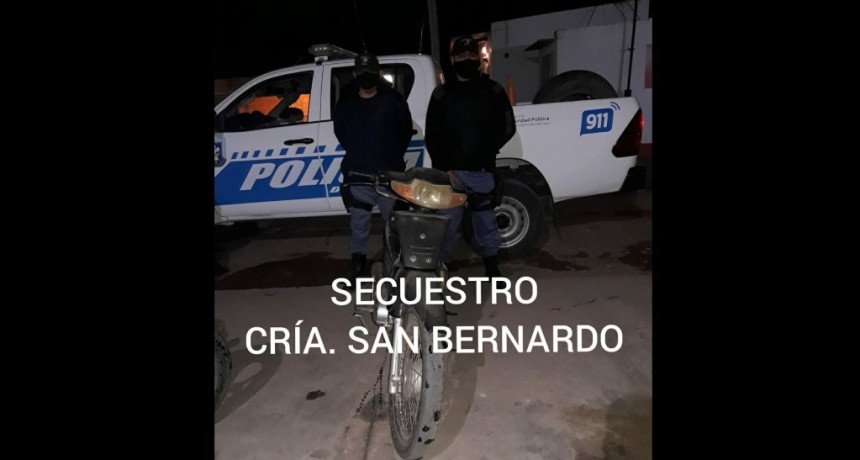 San Bernardo: LOGRAN EL RECUPERO DE UNA MOTO DENUNCIADA COMO SUSTRAIDA