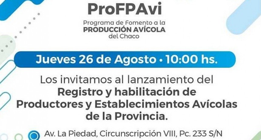 Presentan el registro provincial de habilitaciones y establecimientos av&iacute;colas