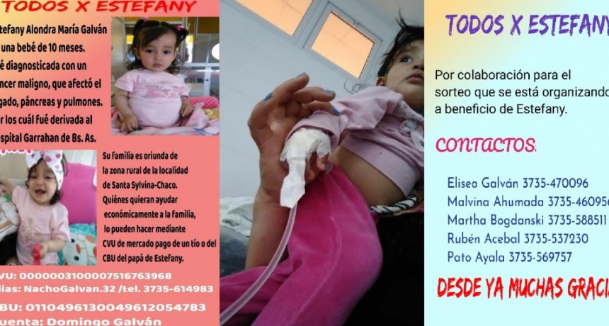 MOVIDA SOLIDARIA PARA AYUDAR A ESTEFANY, NENA DE 10 MESES QUE PADECE C&Aacute;NCER
