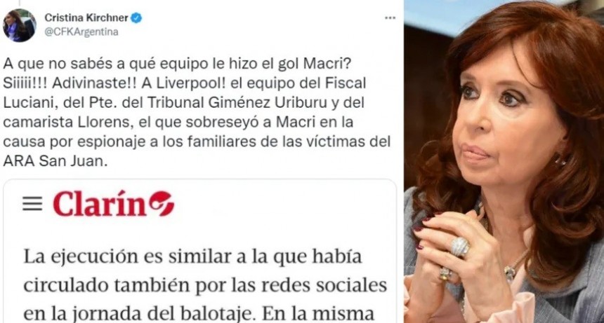 "De Los Abrojos sali&oacute; la banda de Macri": los tweets de Cristina donde acusa al fiscal Luciani y al juez Uriburu de estar vinculados con Macri