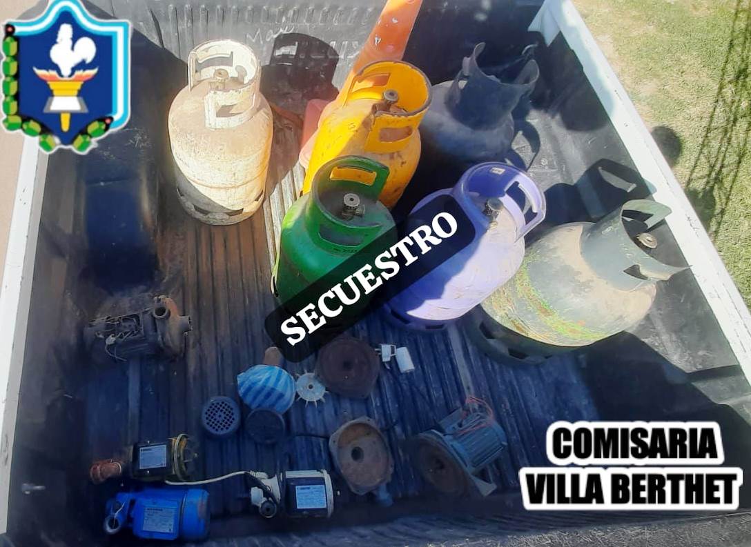 Villa Berthet: EN ALLANAMIENTO SECUESTRARON TUBOS DE GAS Y MOTORES SE INVESTIGA SU PROCEDENCIA