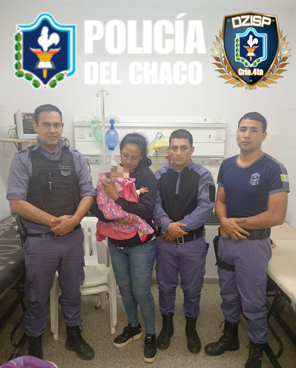 Sáenz Peña: POLICÍAS SALVARON LA VIDA DE UNA BEBÉ QUE SE ENCONTRABA ASFIXIADA