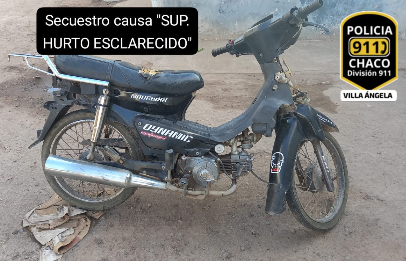 VILLA ÁNGELA: PERSONAL POLICIAL LOGRÓ RECUPERAR UNA MOTOCICLETA ROBADA