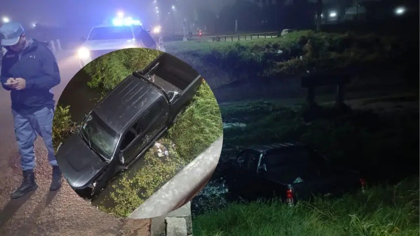 Perdi&oacute; el control de su camioneta y se estrell&oacute; en el canal de la avenida Soberan&iacute;a