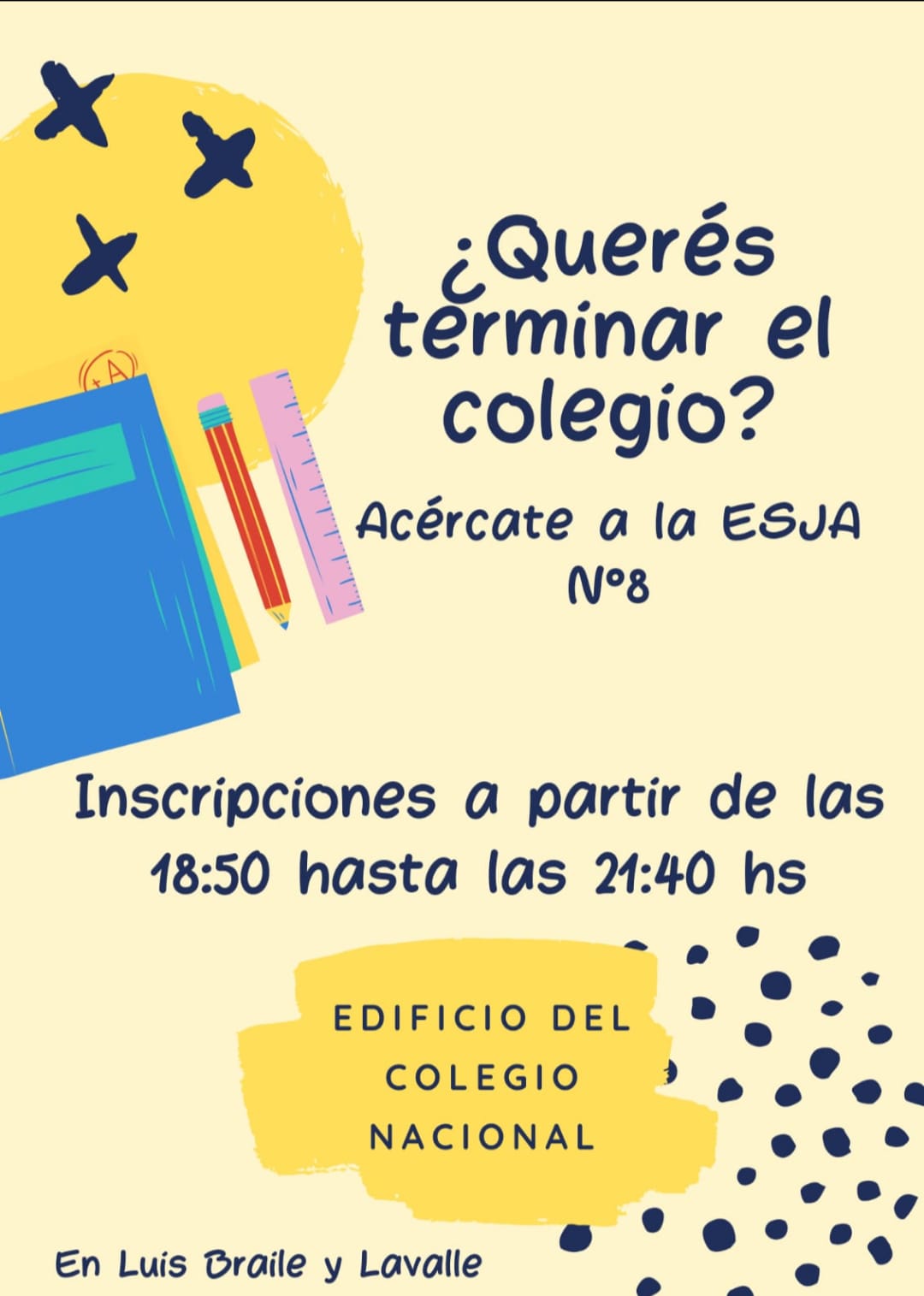 LA ESJA N&deg; 8 MANTIENE ABIERTAS LAS INSCRIPCIONES PARA QUIENES DESEEN TERMINAR LA SECUNDARIA