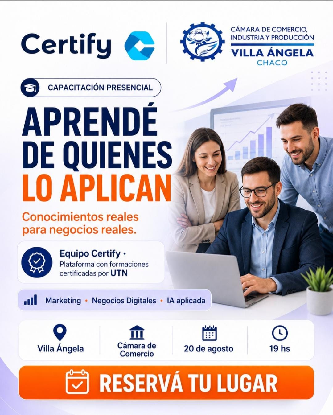 CERTIFY LLEGA A VILLA &Aacute;NGELA CON UNA CAPACITACI&Oacute;N EN MARKETING, NEGOCIOS DIGITALES E INTELIGENCIA ARTIFICIAL 