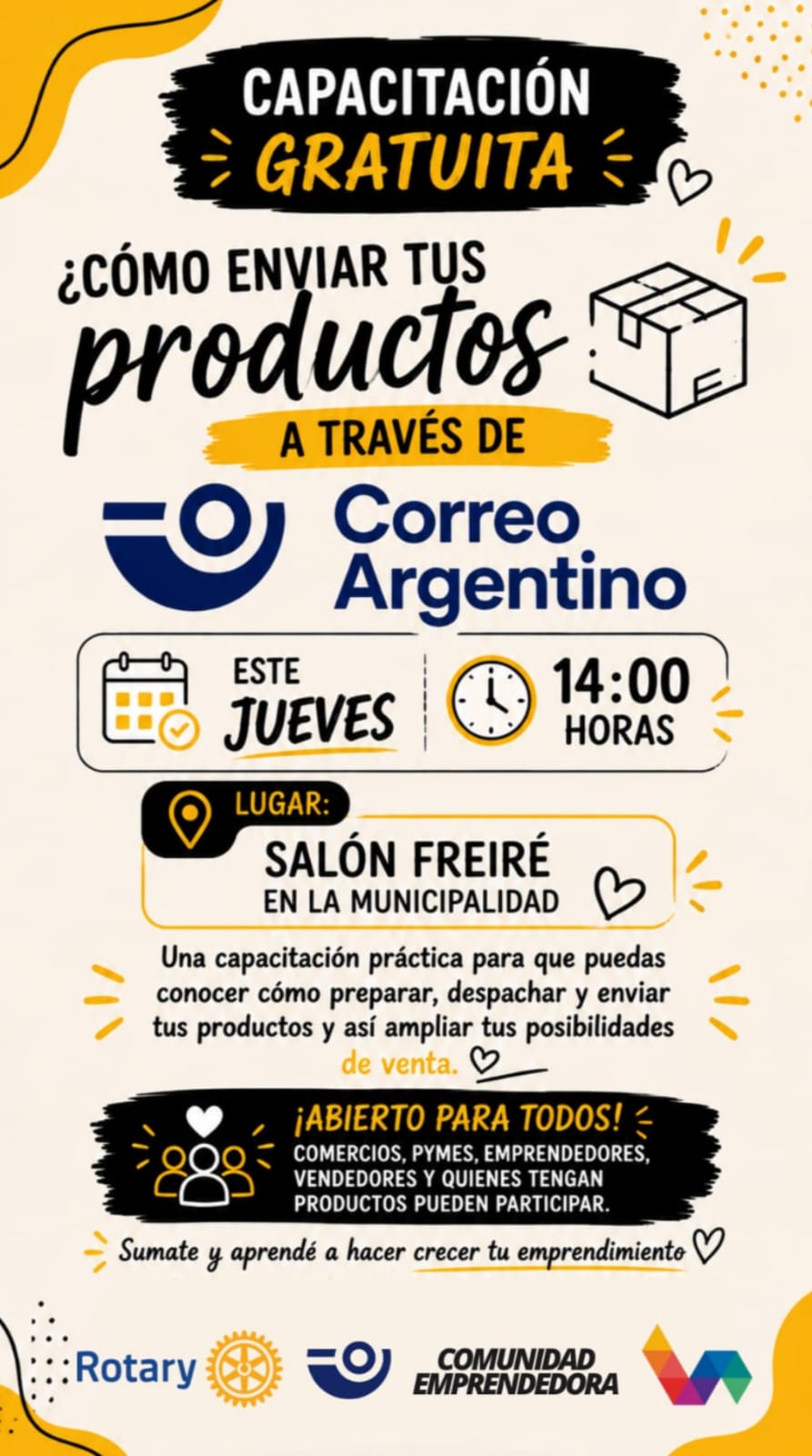 VILLA &Aacute;NGELA: CAPACITACI&Oacute;N SOBRE ENV&Iacute;OS POR CORREO ARGENTINO PARA LA COMUNIDAD EMPRENDEDORA
