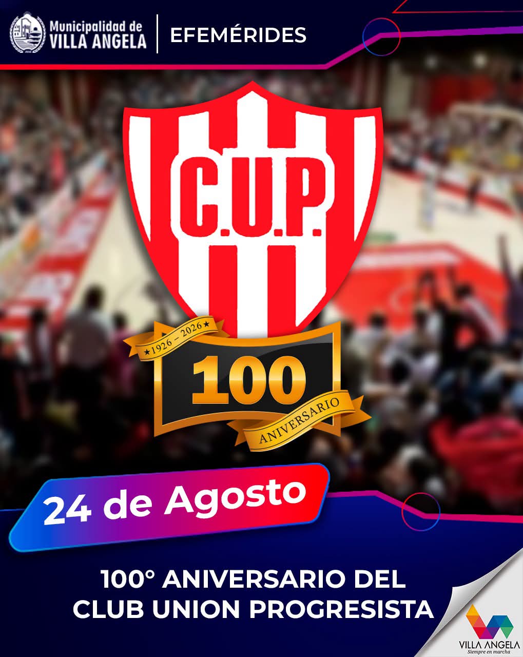 VILLA &Aacute;NGELA: ADALBERTO PAPP FELICITA AL CLUB UNI&Oacute;N PROGRESISTA AL CUMPLIR 100 A&Ntilde;OS DE VIDA INSTITUCIONAL