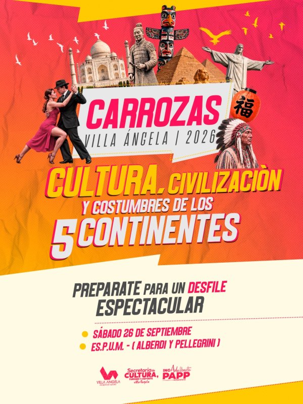 ESTUDIANTINA 2026: EL MUNICIPIO DE VILLA &Aacute;NGEA LANZ&Oacute; LA CONVOCATORIA PARA LA INSCRIPCI&Oacute;N DE CARROZAS