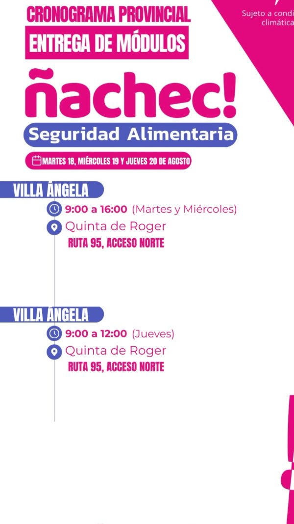 VILLA ÁNGELA: ÑACHEC ENTREGARÁ LOS MÓDULOS DE AGOSTO Y SUMARÁ 200 CUPOS MÁS