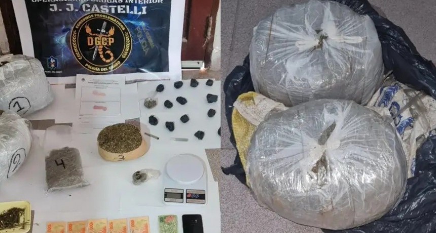 Gran secuestro de droga en Castelli: decomisaron 7 kilos de marihuana y un joven de 24 a&ntilde;os qued&oacute; detenido