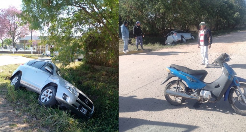 Villa &Aacute;ngela: SINIESTRO VIAL ENTRE UNA MOTO Y UNA CAMIONETA QUE TERMIN&Oacute; EN UNA CUNETA