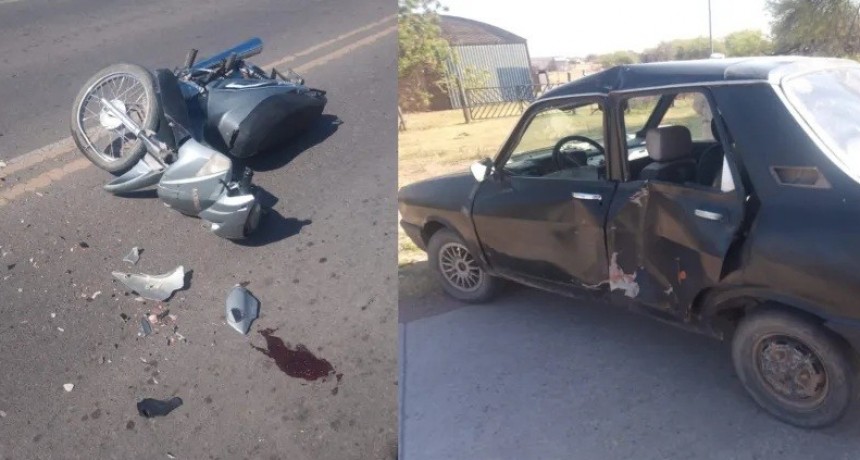 Villa Berthet: UN MOTOCICLISTA CHOC&Oacute; CONTRA UN AUTO Y SUFRI&Oacute; VARIAS HERIDAS