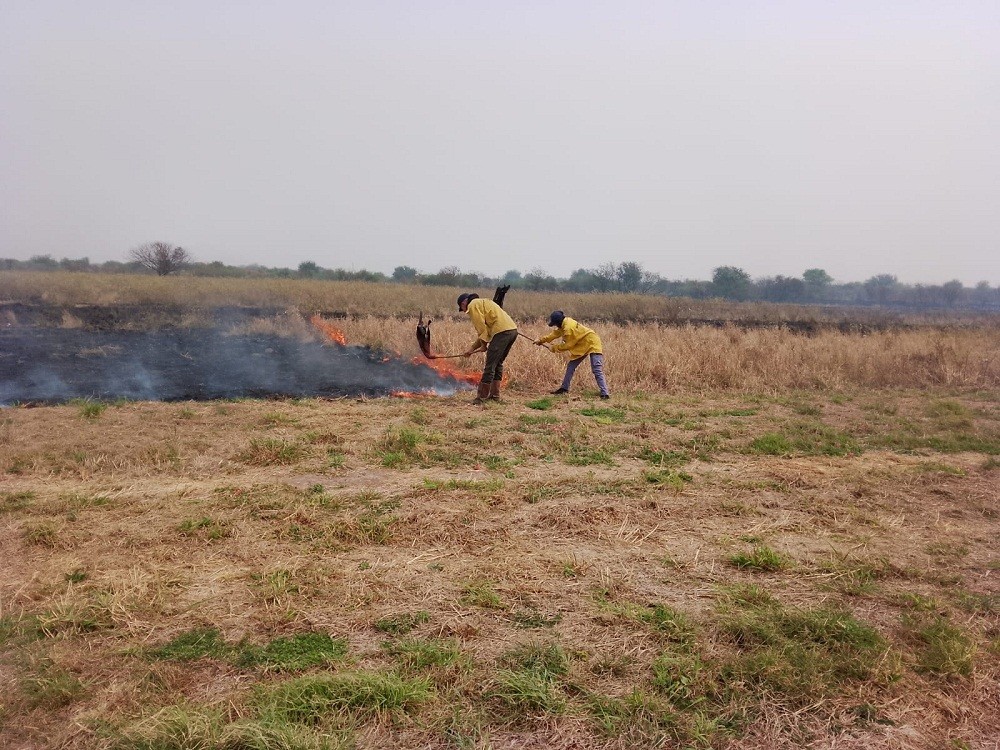 Villa Ángela: Bomberos sofocaron el incendio de pastizales en el predio del Aeroclub