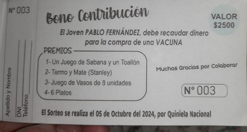 Villa &Aacute;ngela: PABLO FERN&Aacute;NDEZ NECESITA UNA VACUNA DE 2 MILLONES DE PESOS
