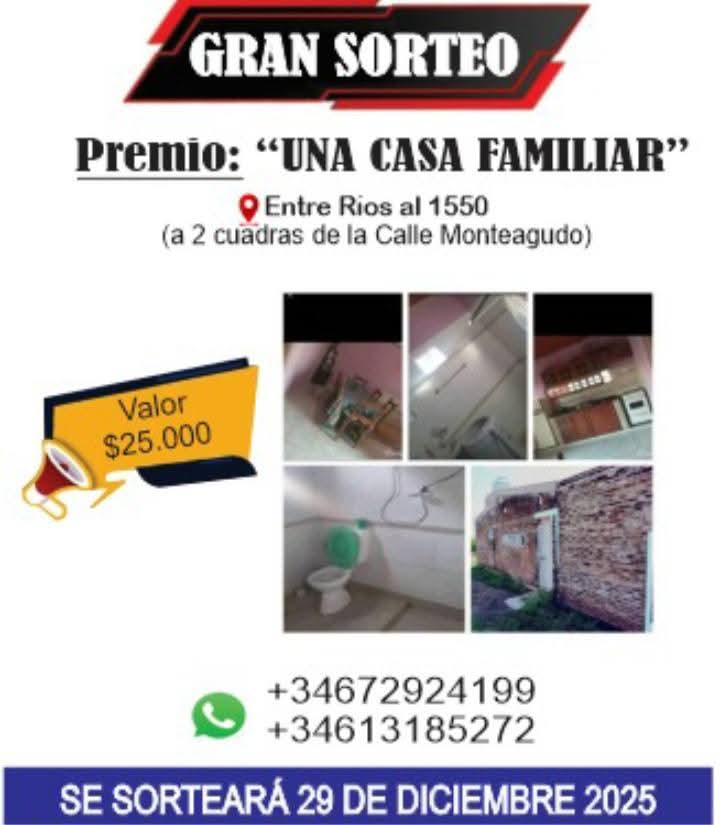 GRAN SORTEO DE UNA CASA FAMILIAR EN VILLA ÁNGELA 