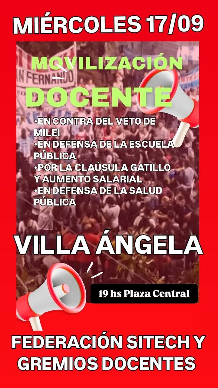 MOVILIZACIÓN DOCENTE EN CONTRA DEL VETO DE MILEI, EN DEFENSA DE LA ESCUELA Y LA SALUD PÚBLICA, POR LA CLÁUSULA GATILLO Y AUMENTO SALARIAL