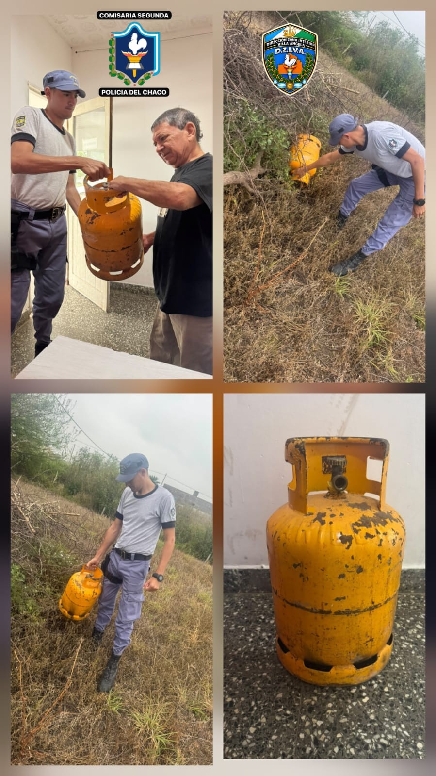 VILLA &Aacute;NGELA: ENCONTRARON OCULTO ENTRE LA MALEZA UN TUBO DE GAS ROBADO