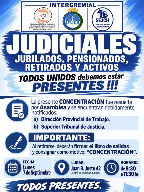 INTERGREMIAL JUDICIAL CONVOCA A UNA CONCENTRACIÓN EN DEFENSA DEL SISTEMA SALARIAL