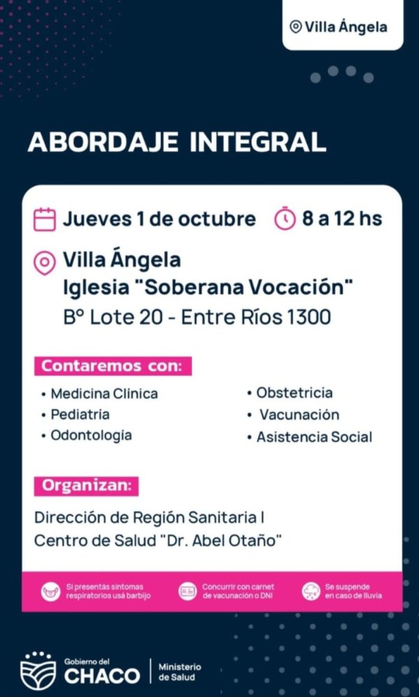 VILLA &Aacute;NGELA: REALIZAR&Aacute;N UN ABORDAJE INTEGRAL DE SALUD EN EL LOTE 20